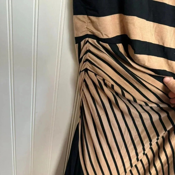 Soft Surroundings Black Tan Stripe Sleeveless Maxi Dress "Here To Infinity" F34 - Picture 5 of 6
